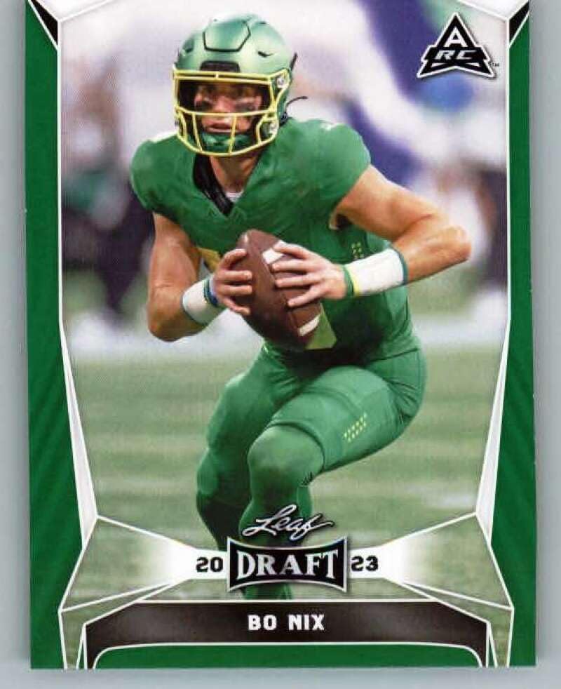 leaf 2023 Draft Green #32 Bo Nix Oregon Ducks RC Rookie Football Trading Card - Image 1